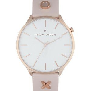 Thom Olson Women's Blush Leather Strap Watch 40mm